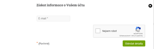 Formulář pro obnovu hesla krok 2